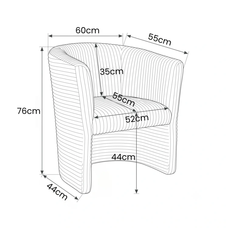 Fotel kubełkowy Monolith 20 - rysunek techniczny z wymiarami