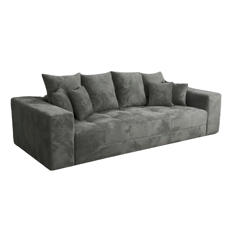 Szara sofa MOOD – widok pod kątem, sztruksowa tkanina Poso 60