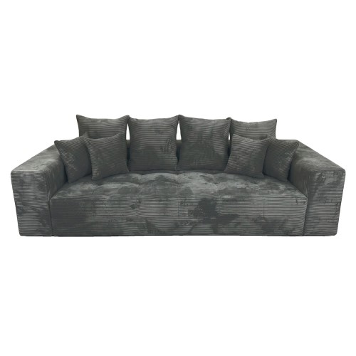 Sofa 3-osobowa MOOD w szarej tkaninie Poso 60 – widok z przodu