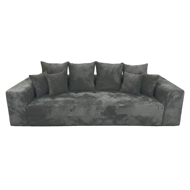 Sofa 3-osobowa MOOD w szarej tkaninie Poso 60 – widok z przodu