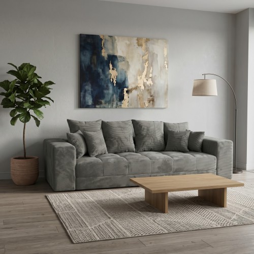 Szara sofa 3-osobowa MOOD w aranżacji jasnego salonu