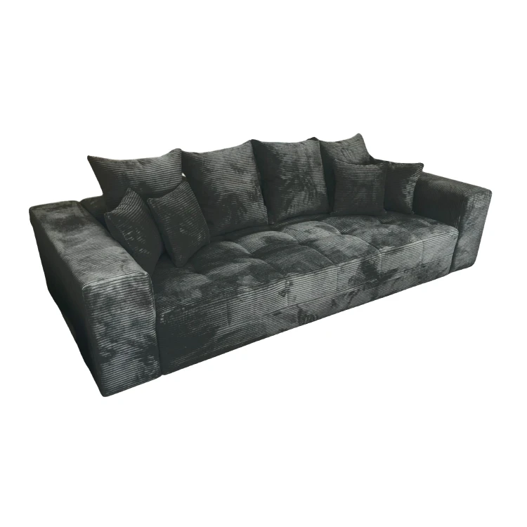 Grafitowa sofa MOOD – widok pod kątem, sztruksowa tkanina Poso 34