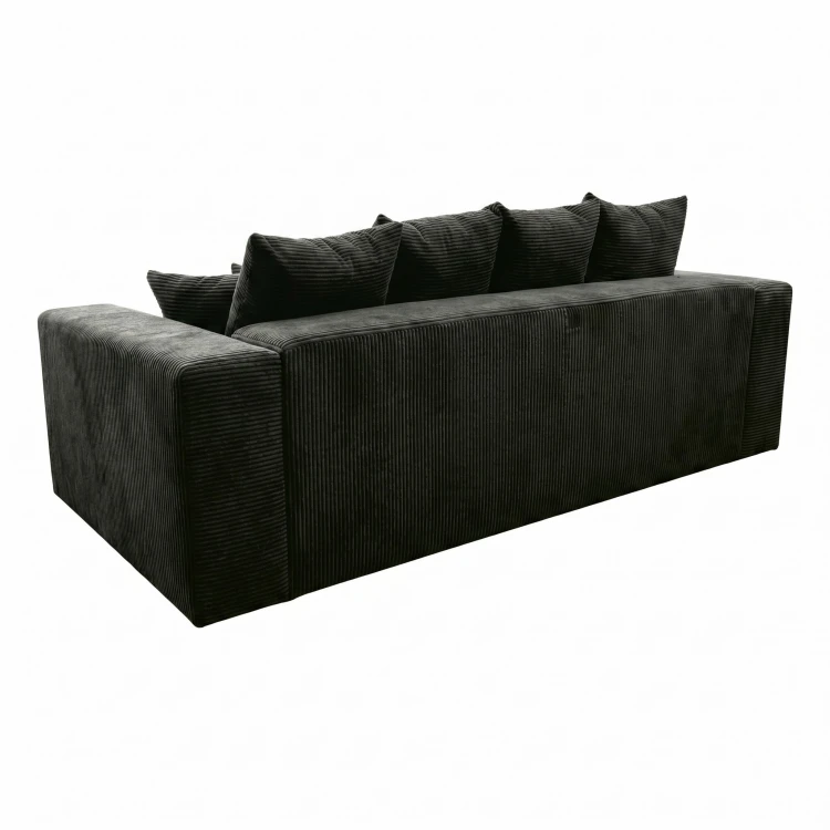 Grafitowa sofa MOOD – widok z tyłu, wykończenie tapicerki Poso 34