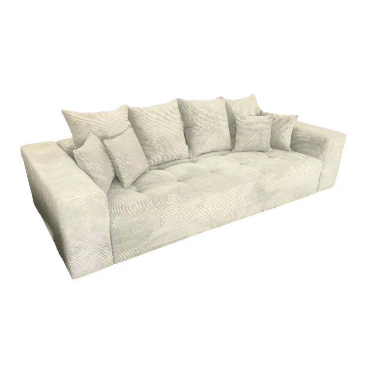 Kremowa sofa MOOD – widok pod kątem, sztruksowa tkanina Poso 105