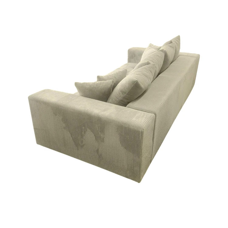 Kremowa sofa MOOD – widok z tyłu, wykończenie tapicerki Poso 105