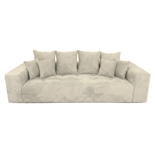 Sofa 3-osobowa MOOD w kremowej tkaninie Poso 105 – widok z przodu