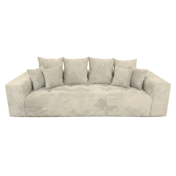 Sofa 3-osobowa MOOD w kremowej tkaninie Poso 105 – widok z przodu