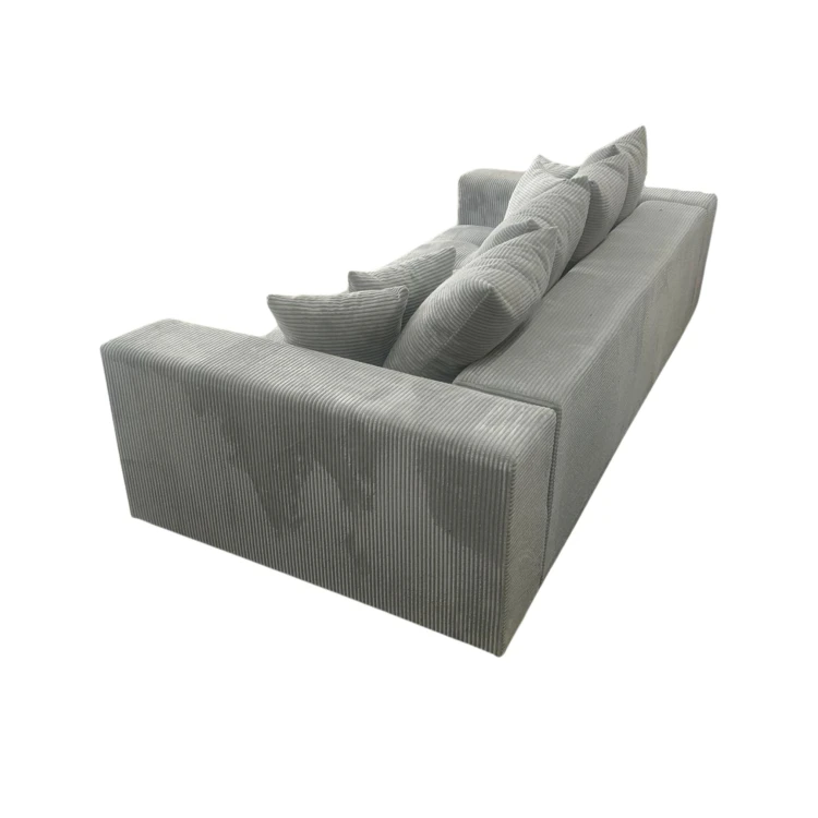 Jasnoszara sofa MOOD – widok z tyłu, wykończenie tapicerki Poso 110