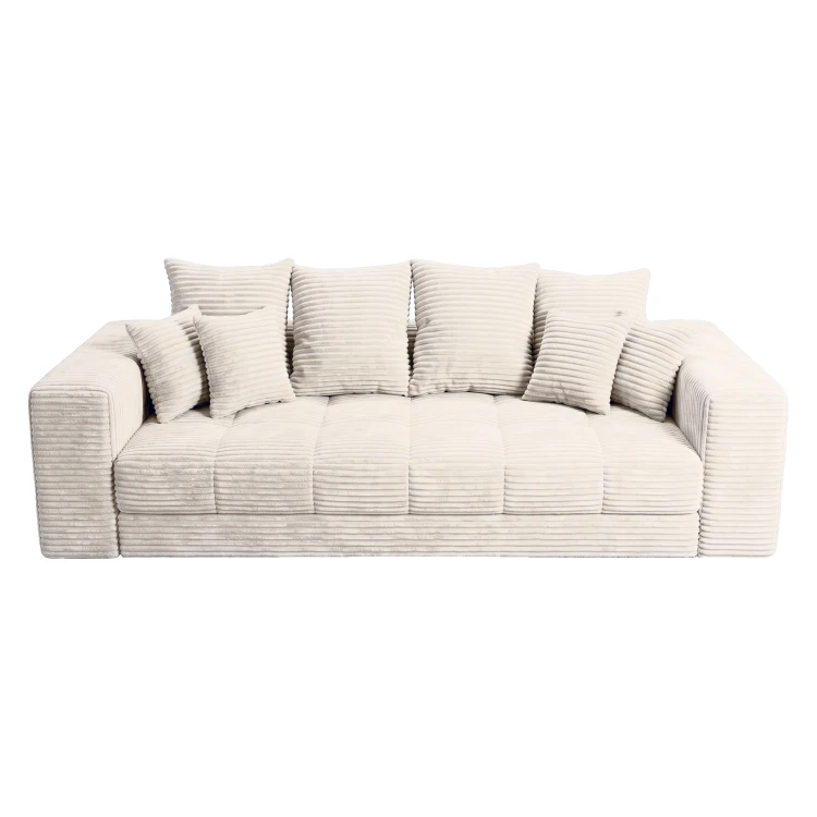 Sofa 3-osobowa MOOD w kremowej tkaninie Tilia 01 – widok z przodu