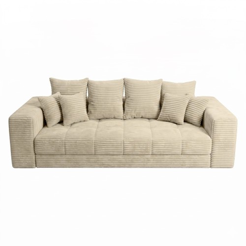 Sofa 3-osobowa MOOD w beżowej tkaninie Tilia 03 – widok z przodu