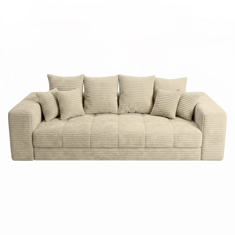 Sofa 3-osobowa MOOD w beżowej tkaninie Tilia 03 – widok z przodu