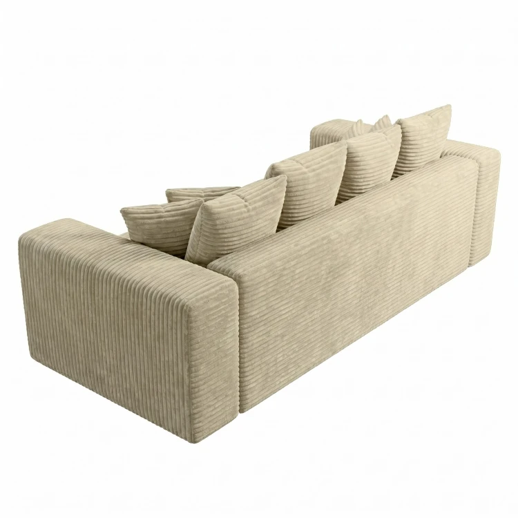 Sofa MOOD w beżu – widok z tyłu, wykończenie tapicerki Tilia 03