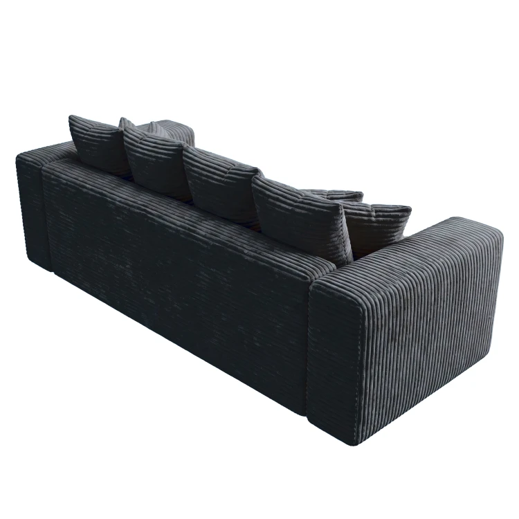 Czarna sofa MOOD – widok z tyłu, wykończenie tapicerki Tilia 100
