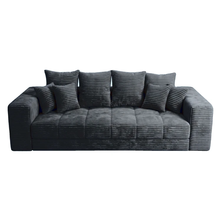 Sofa 3-osobowa MOOD w czarnej tkaninie Tilia 100 – widok z przodu
