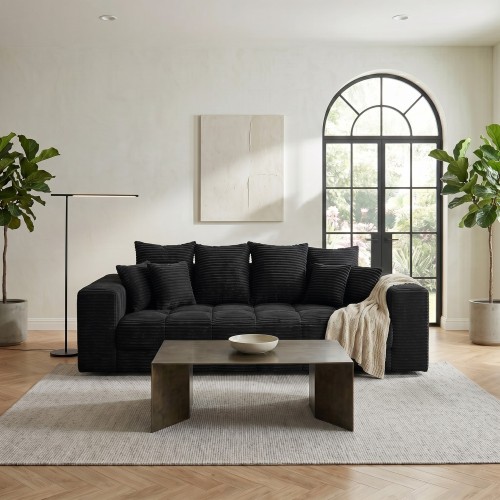 Czarna sofa 3-osobowa MOOD w aranżacji nowoczesnego salonu