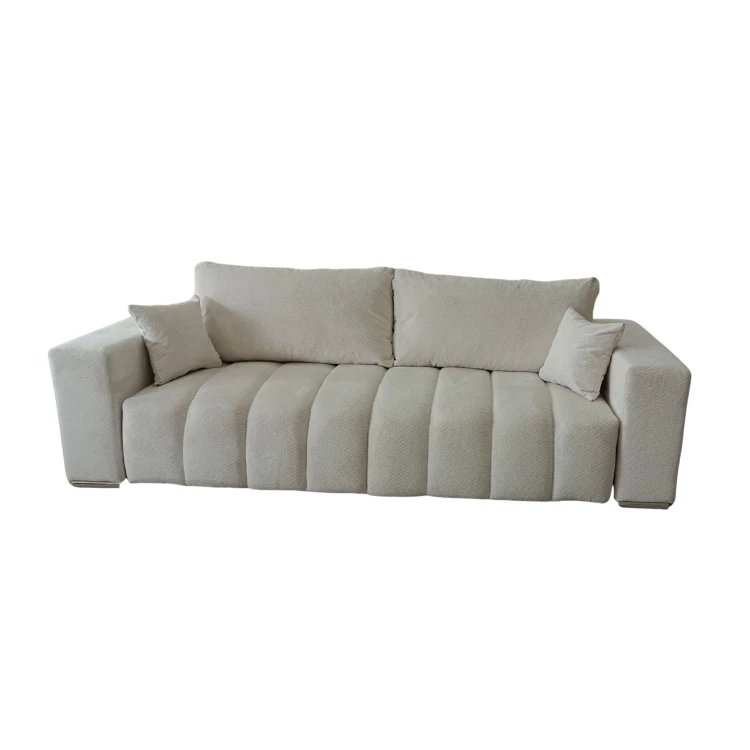 Beżowa sofa CORA - widok od przodu, wykończenie tapicerki Cremona 02